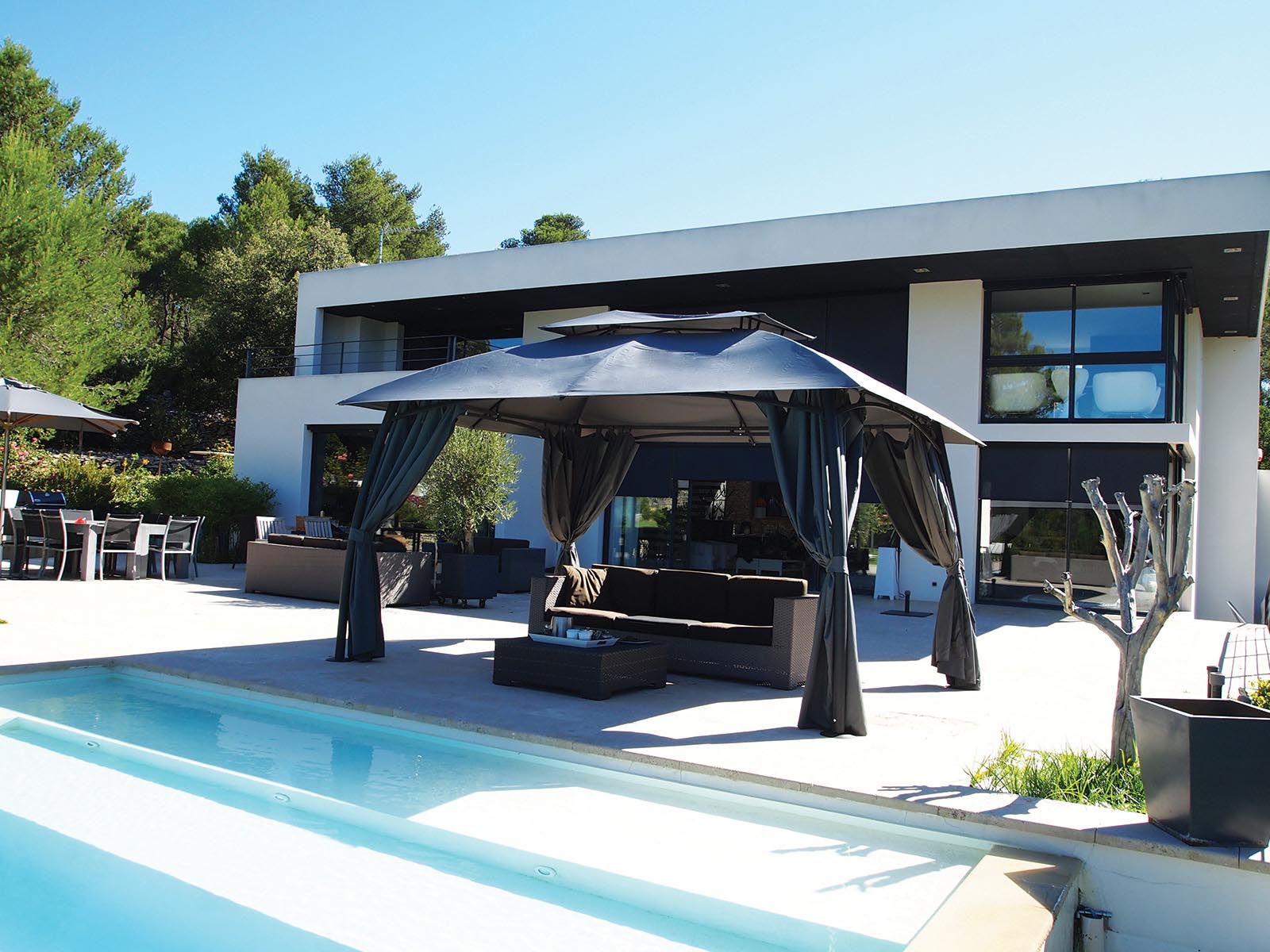 " tonnelle pergola moderne grise "